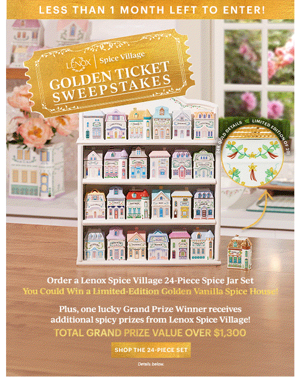 LENOX | Spice Village  GOLDEN TICKET SWEEPSTAKES  [SHOP THE 24-PIECE SET] Details below.