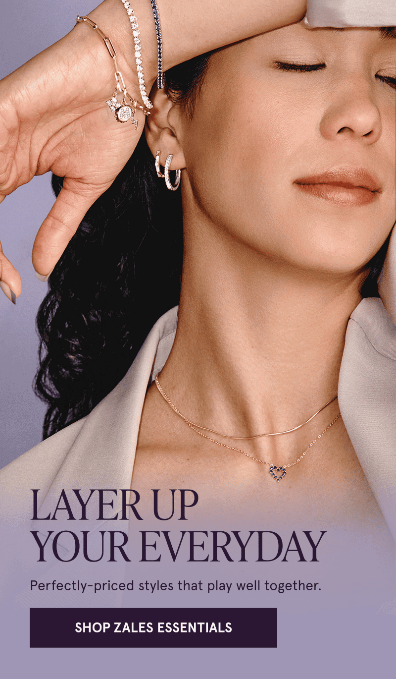 A model wearing gold gemstone jewelry. Perfectly priced styles that play well together. Click here to shop Zales Essentials
