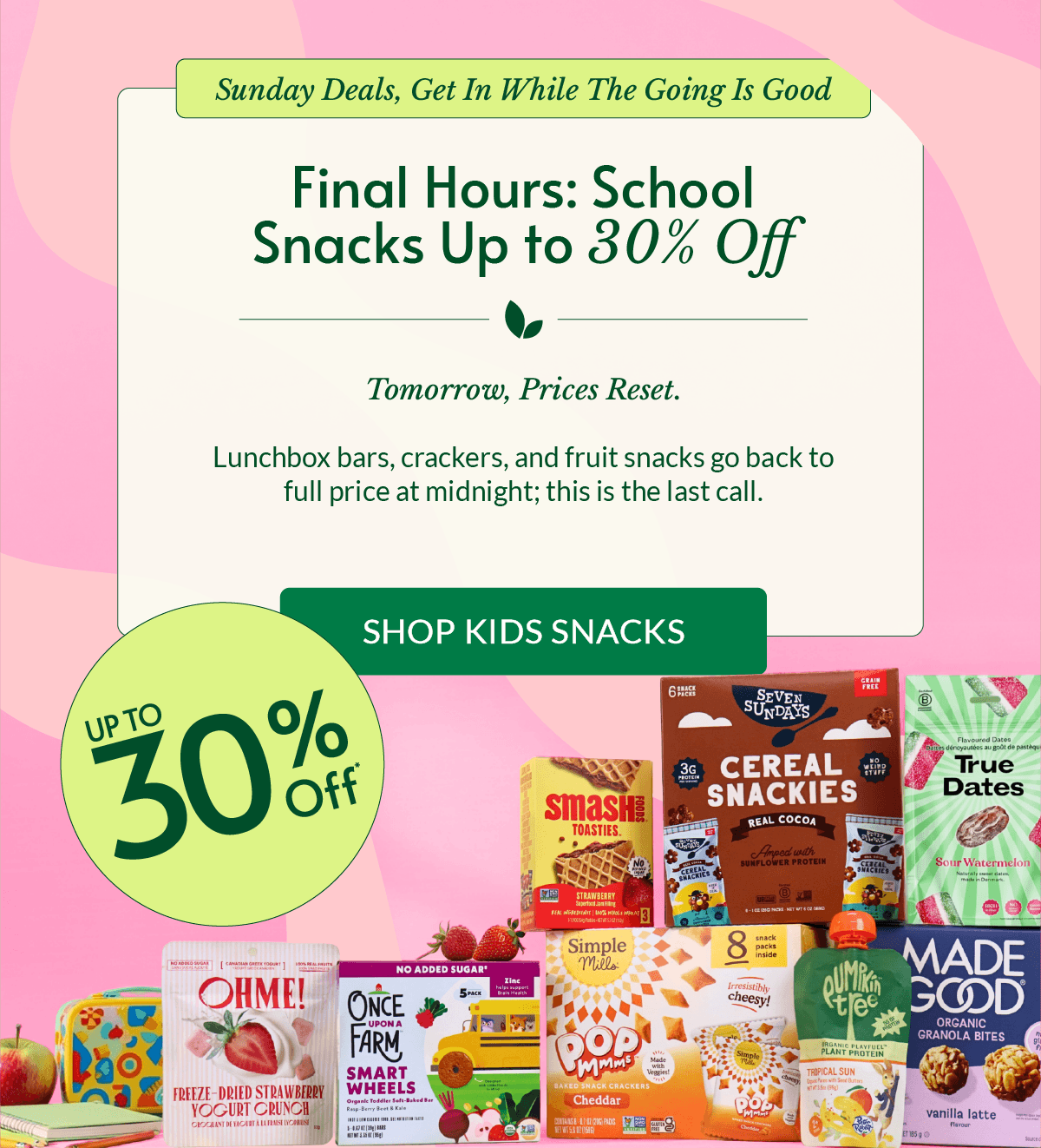 HERO SALESS BANNER / Back-To-School SALE / Kid's Snacks / Up to 30% OFF