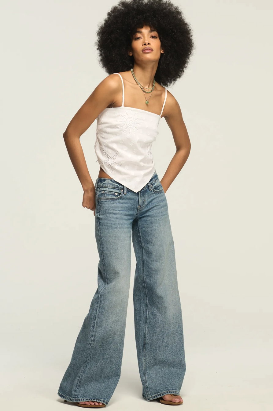 Image of Lucky Brand Super Low Rise Ultra Wide - Women's Jeans Denim Pants in Pisces