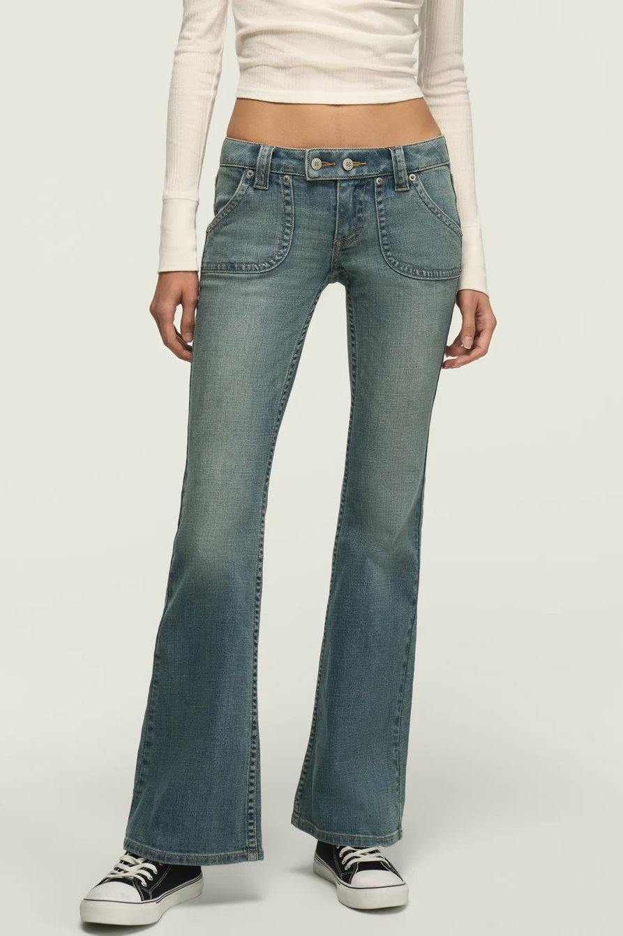 Image of Lucky Brand Lucky Legend Low Rise Flare - Women's Pants Denim Flare Flared Jeans in Popular Wash