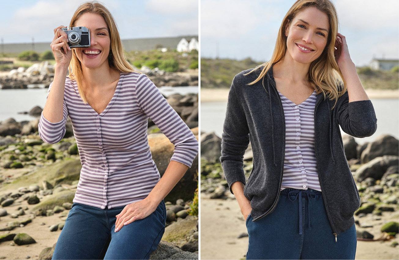 Cardigan en jersey côtelé boutonné