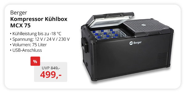 Berger MCX 75 Kompressor Kühlbox Dual Zone 12V 24V 230V 75 Liter
