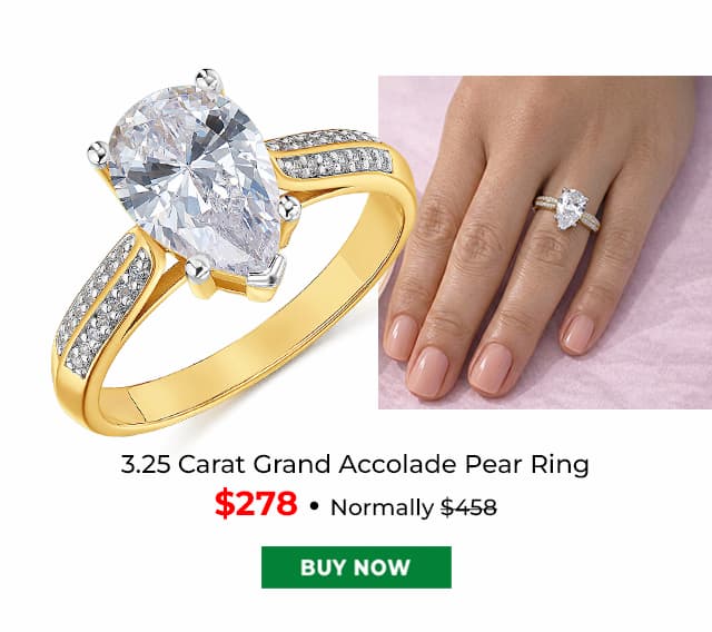 3 25 Carat Grand Accolade Pear Ring Gold Clad