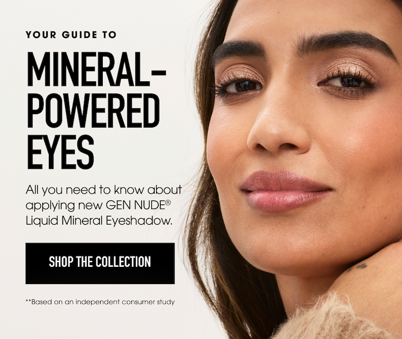 Model wearing Gen Nude Liquid Mineral Eyeshadow