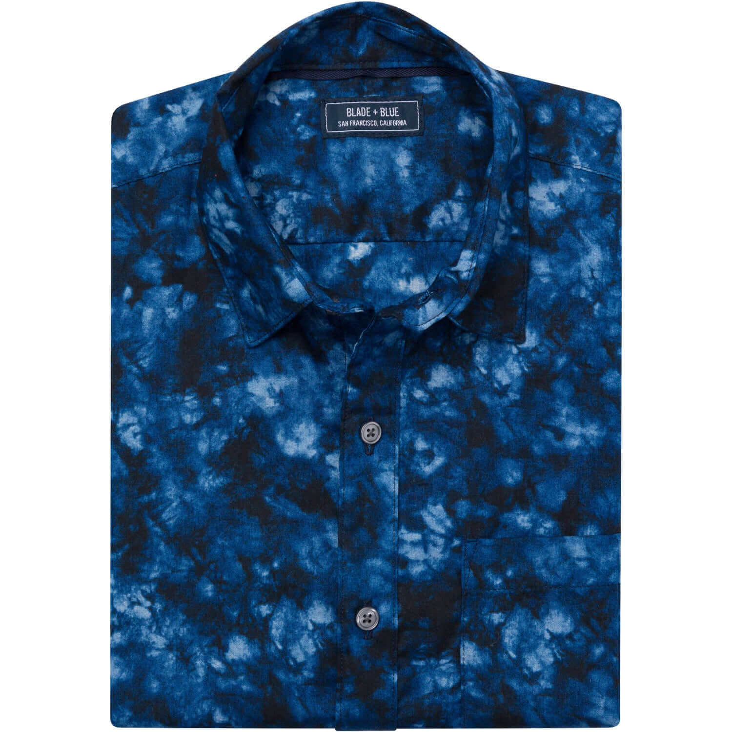 Image of FREDDY Long Sleeve Shirt in Indigo Blues Japanese Marbled Print