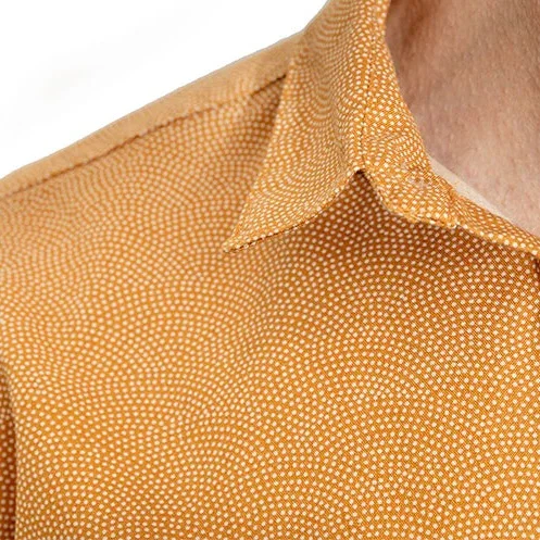 Image of DAVEY Short Sleeve Shirt in Golden Camel Japanese Wave Print