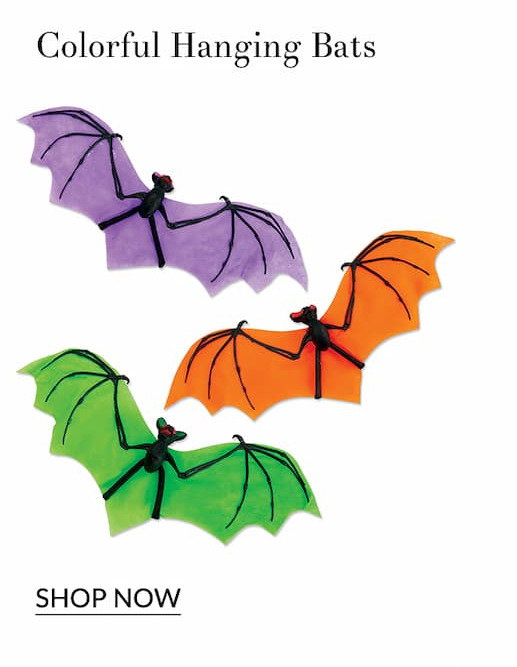 Colorful hanging bats