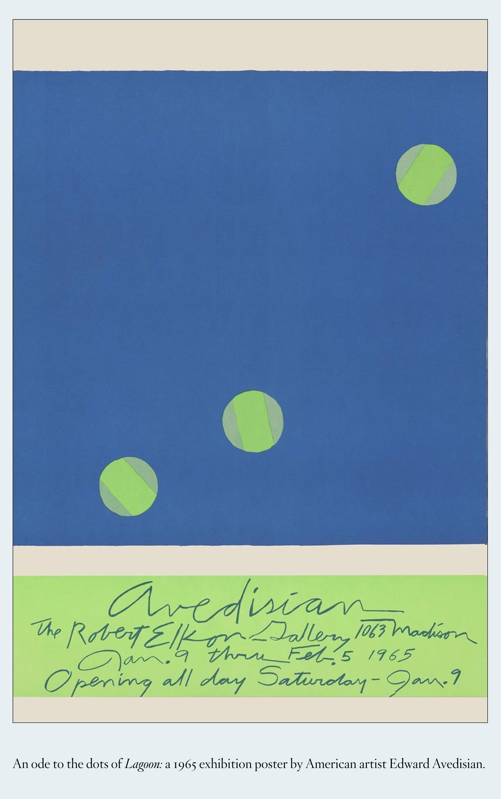 A 1965 exhibition poster by American artist Edward Avedisian.