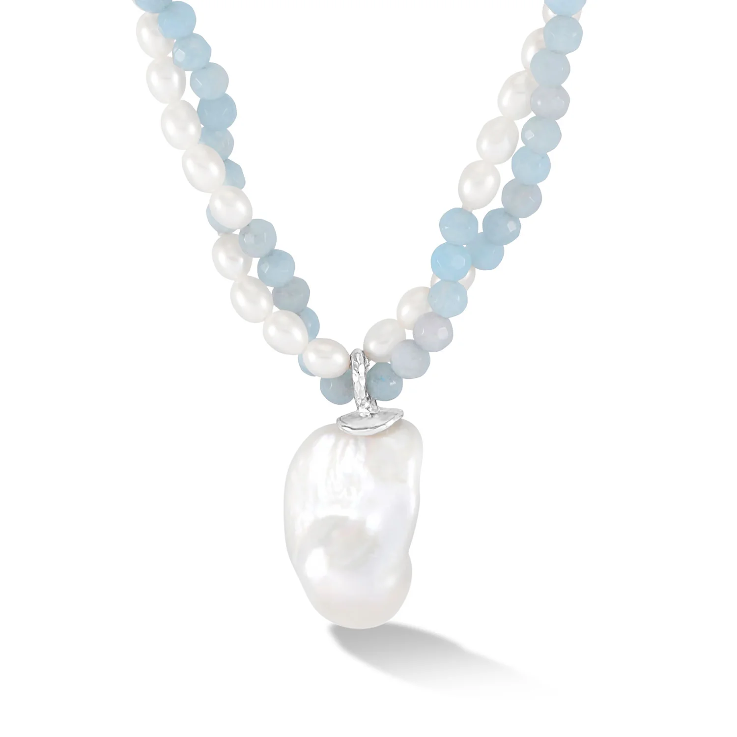 Image of Large Keshi Luna Pearl™ & Aquamarine Twist Necklace