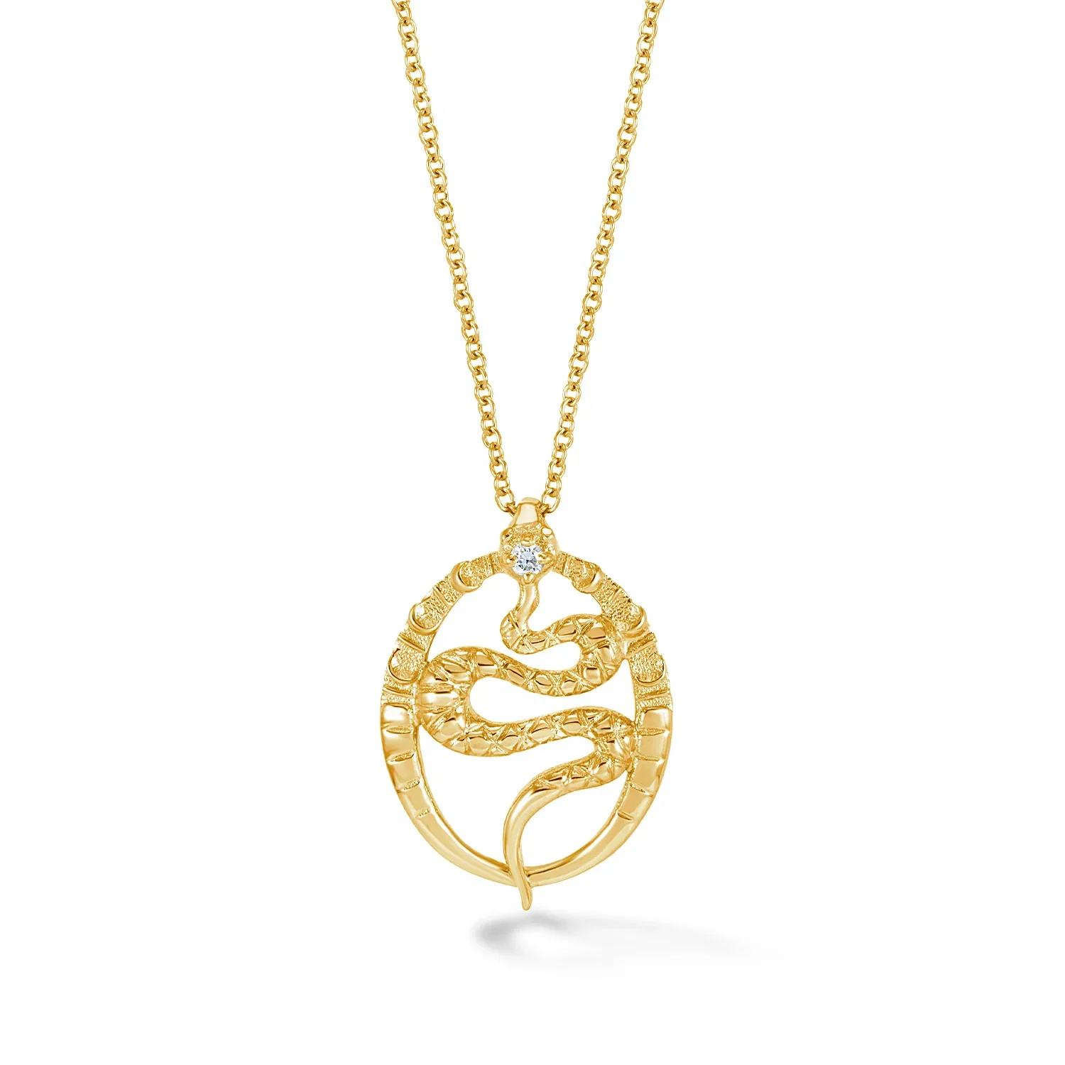 Image of 14k Gold & Diamond Snake Talisman Necklace