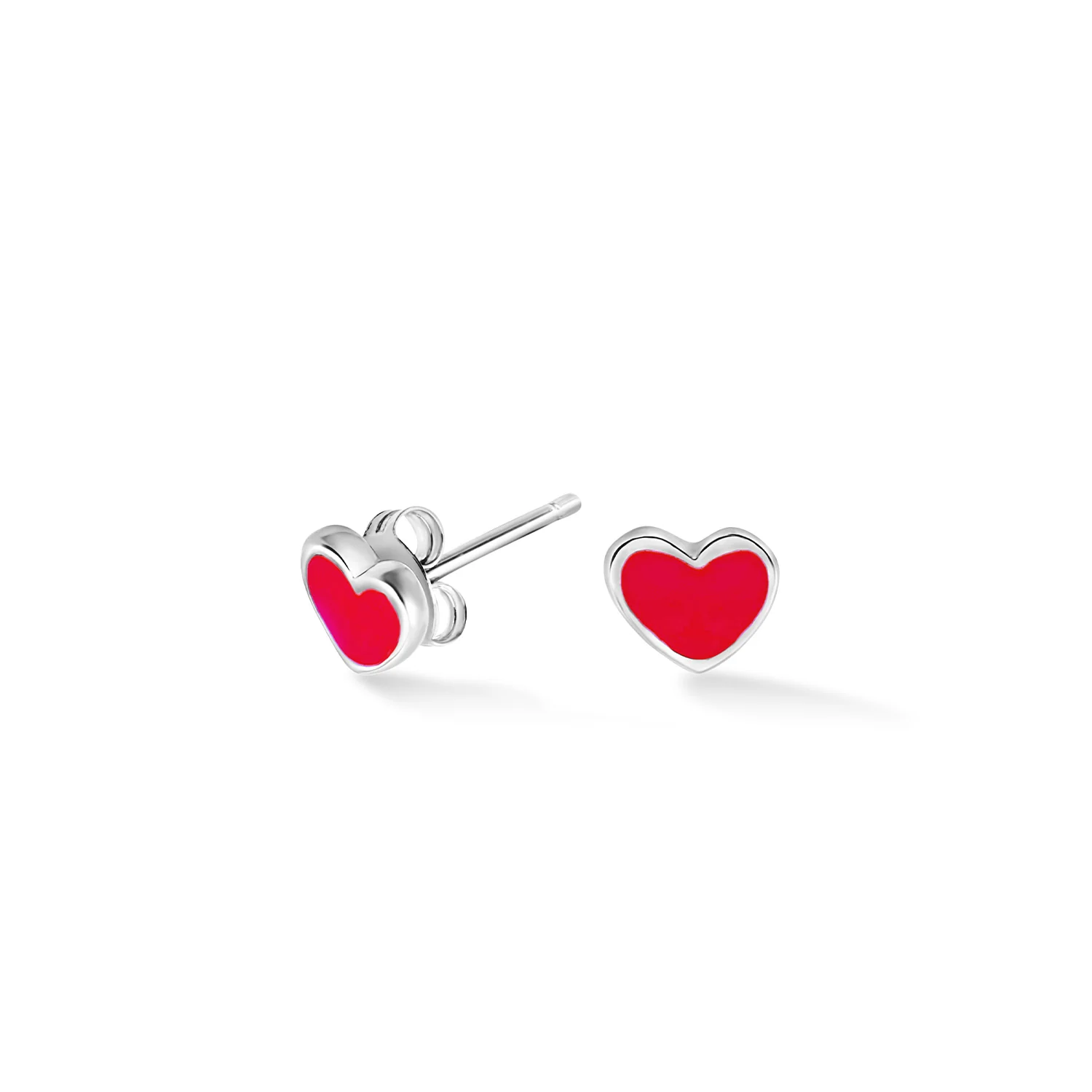 Image of Red Enamel Narrative Heart Studs