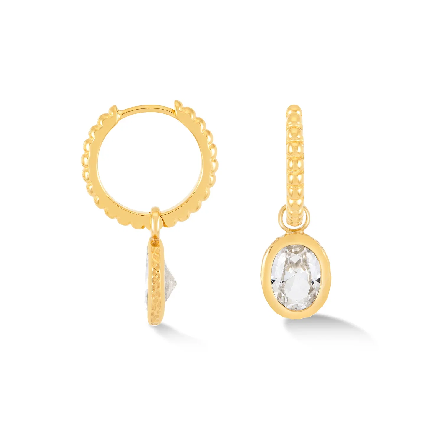 Image of Oval White Topaz Dotty Hoops