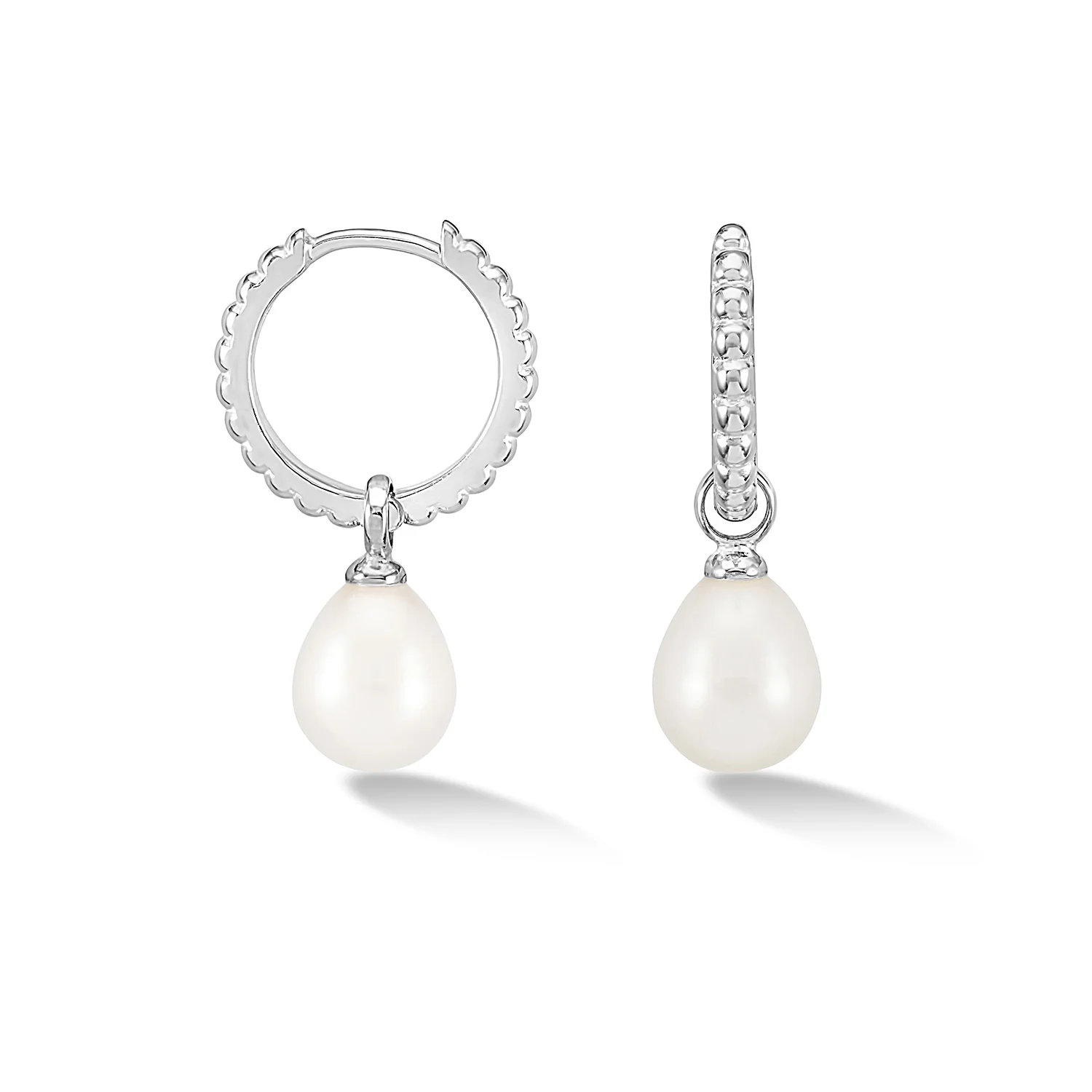 Image of Oval Luna Pearl™ Charm Hoops