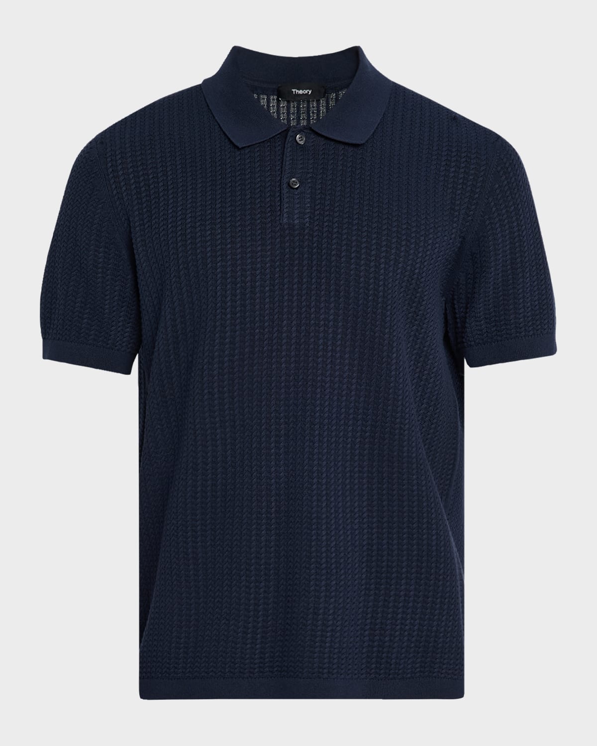 Men's Cotton Cable Knit Polo Shirt