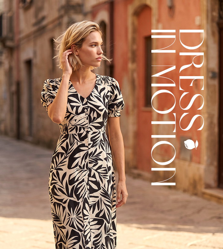 Abstract Print Button Midi Dress