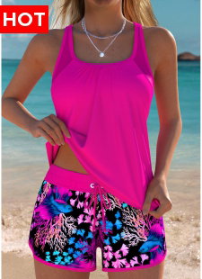 Tummy Coverage Mid Waisted Marine Life Print Tankini Set