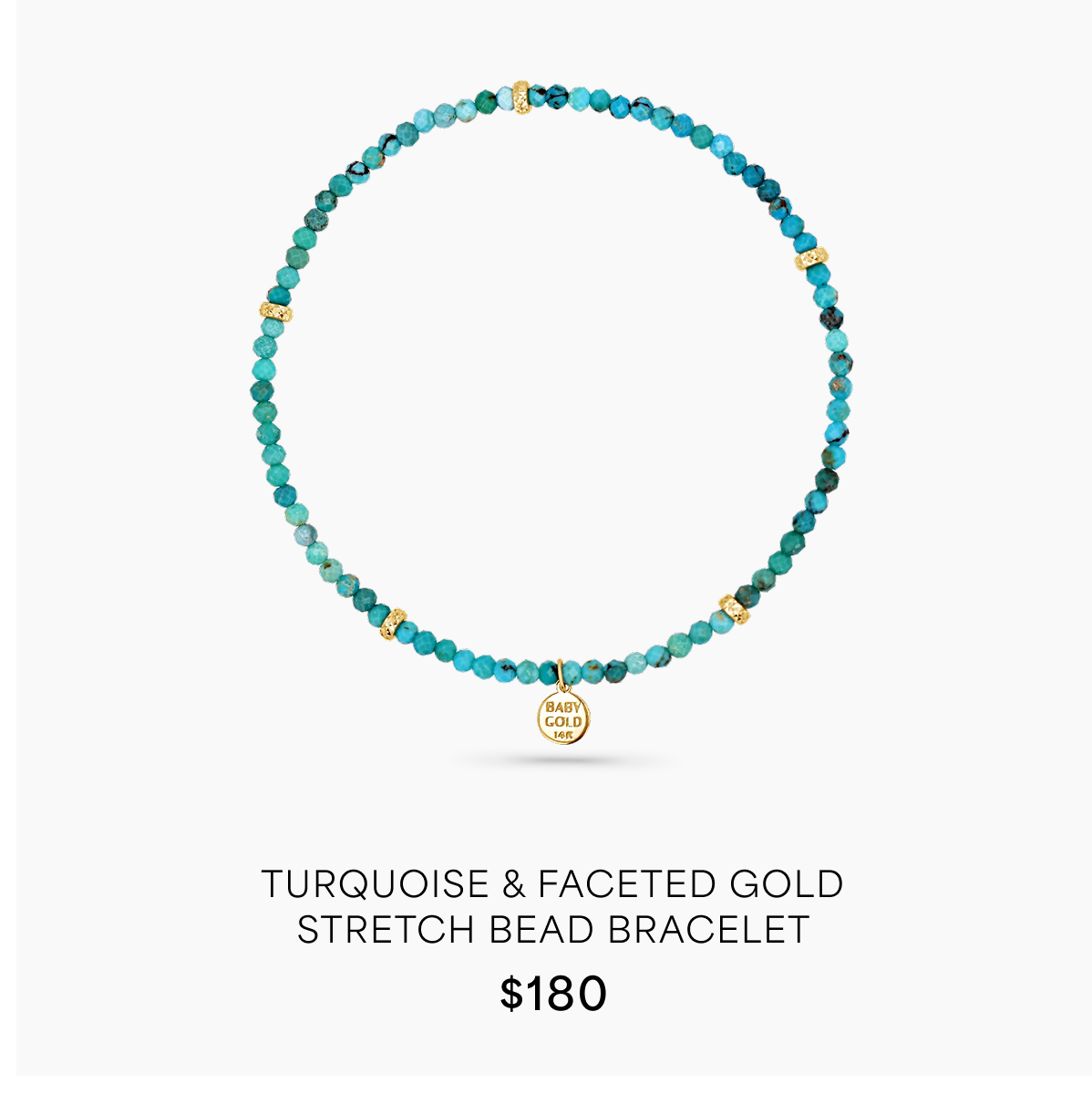 Turquoise & Faceted Gold Stretch Bead Bracelet