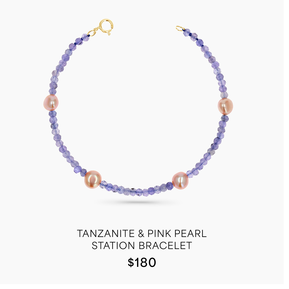 Tanzanite & Pink Pearl Station Bracelet