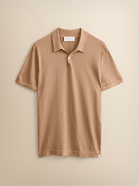 Men's Sea Island Cotton Polo in Camel