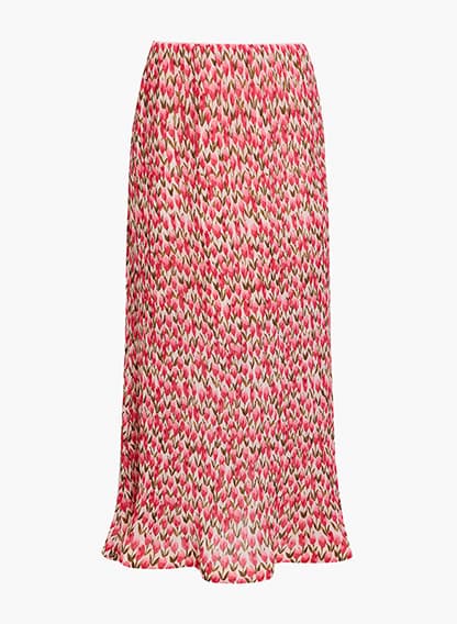 Noelle Floral Plisse Fluted Hem Midi Skirt