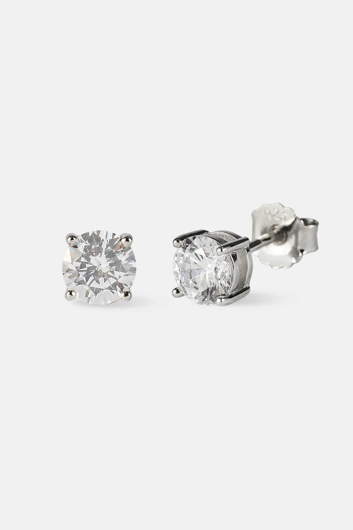 Image of Round Cut Stud Earrings - 6mm - White