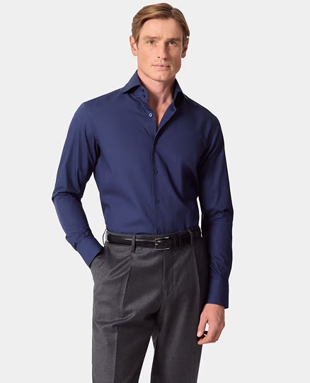 Slim Fit Navy Poplin Curtis Shirt