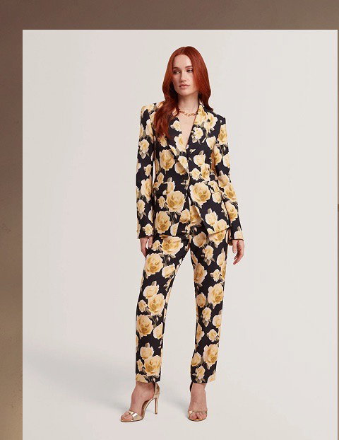 Rose Print Tailored Blazer