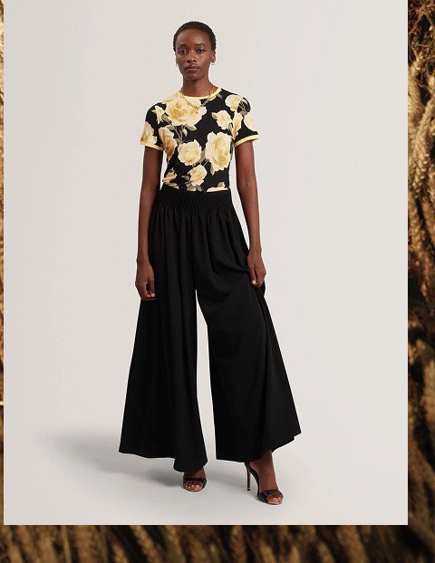 Wide Leg Trouser With Pleated Waistband