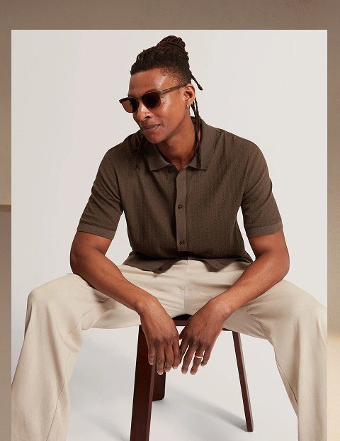 Diamond Texture Knit Short Sleeve Shirt