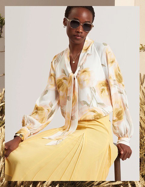 Rose Print Pussybow Blouse