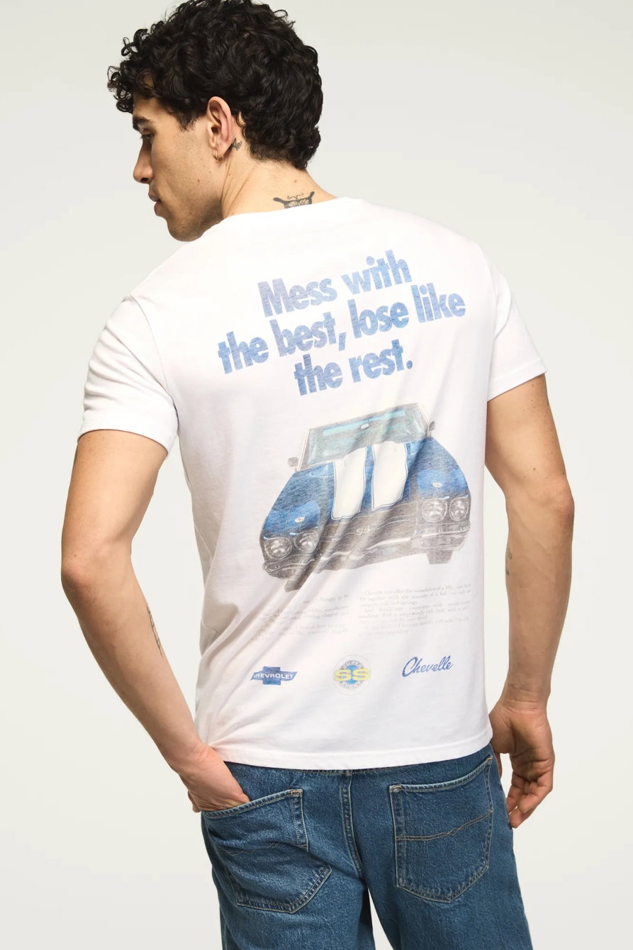Image of Lucky Brand Chevy Chevelle Tee - Men's Clothing Tops Shirts Tee Graphic T Shirts in Bright White