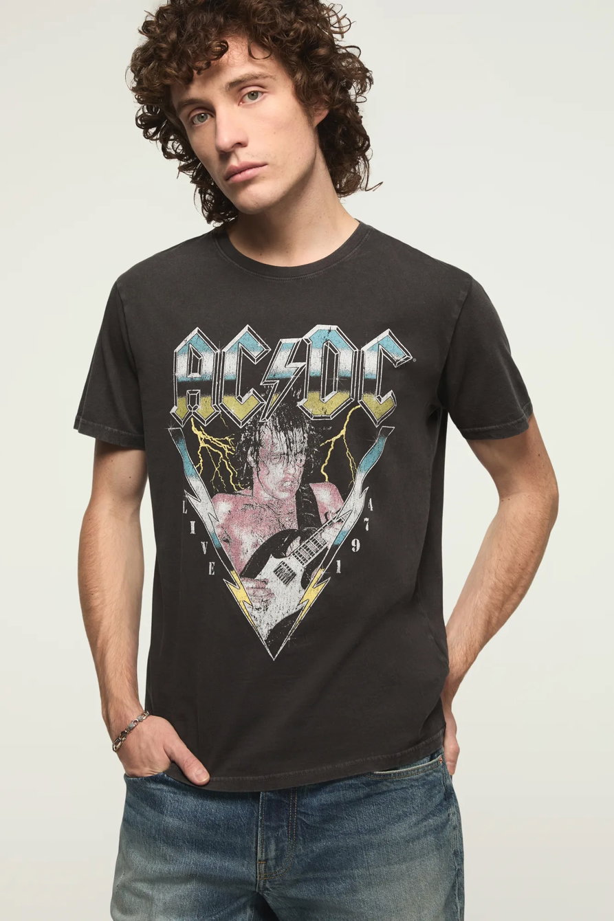 Image of Lucky Brand Acdc Cannon Tee - Men's Clothing Tops Shirts Tee Graphic T Shirts in Jet Black