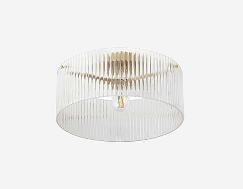 Plafón Lucande Meritt, latón/transparente, Ø 40 cm, cristal