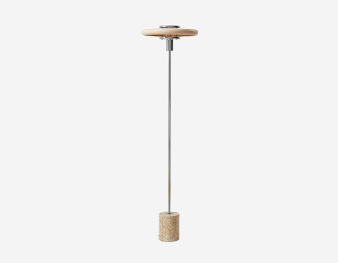 Lámpara de pie Branford de Lindby, retro, beige, metal/travertino