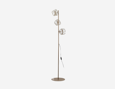 TK Lighting Lámpara de pie Lava, arena/coñac, cristal, 151 cm, 3 luces, G9