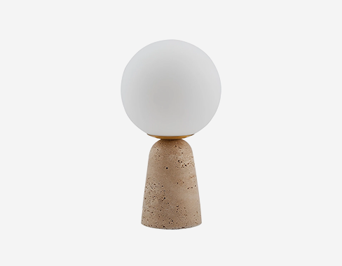 Lámpara de mesa Lindby Kirstan, beige, blanco, cristal, piedra, 33 cm