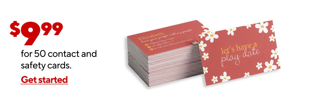 $9.99 contacts and safety Cards