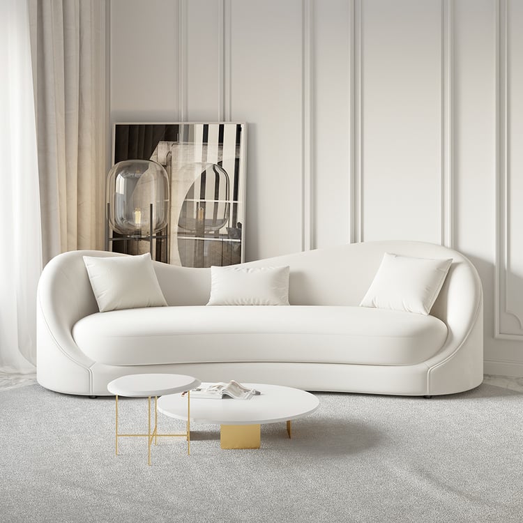 84" Velvet Curved Upholstered Sofa with Pillows