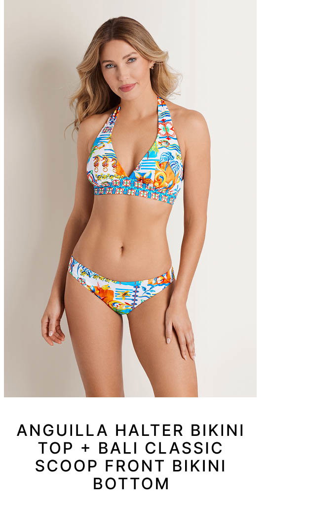 Anguilla Halter Bikini Top + Bali Scoop Front Bikini Bottom
