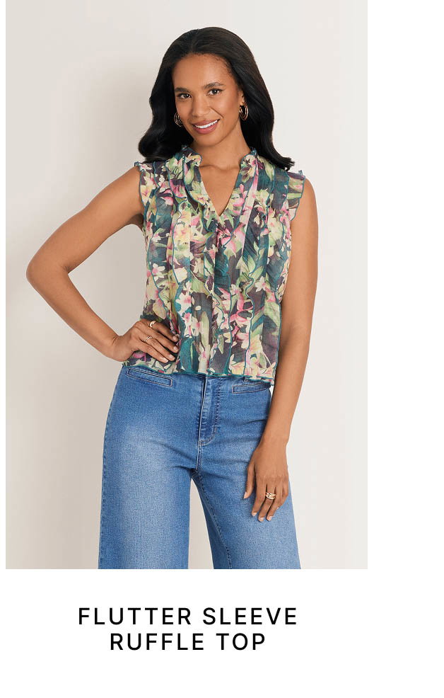Flutter Sleeve Ruffle Top