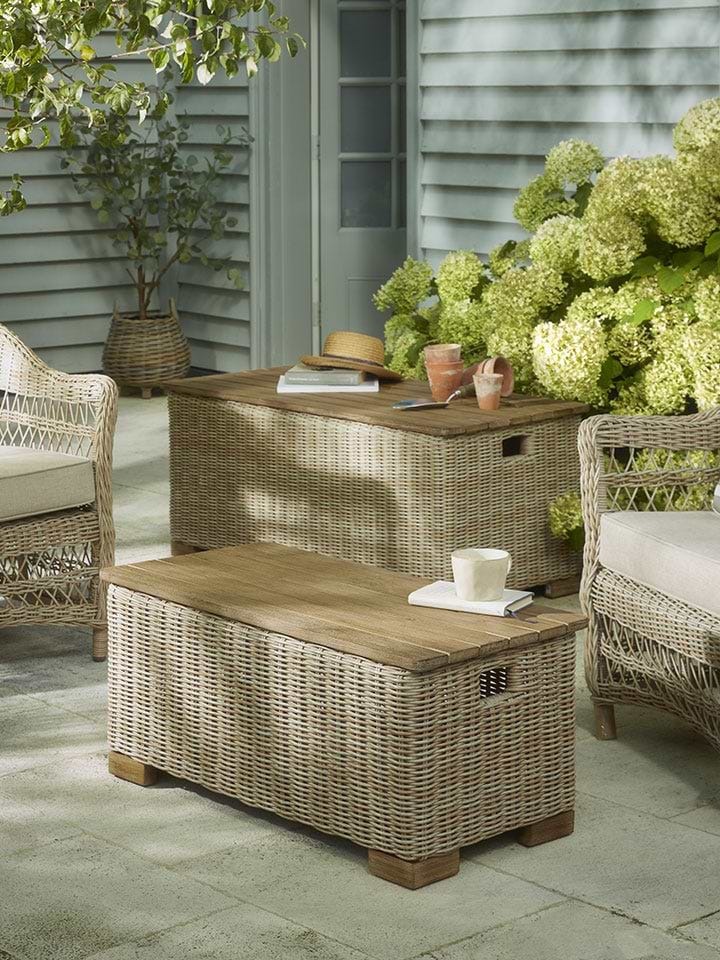 Two Nestable Rattan Storage Boxes