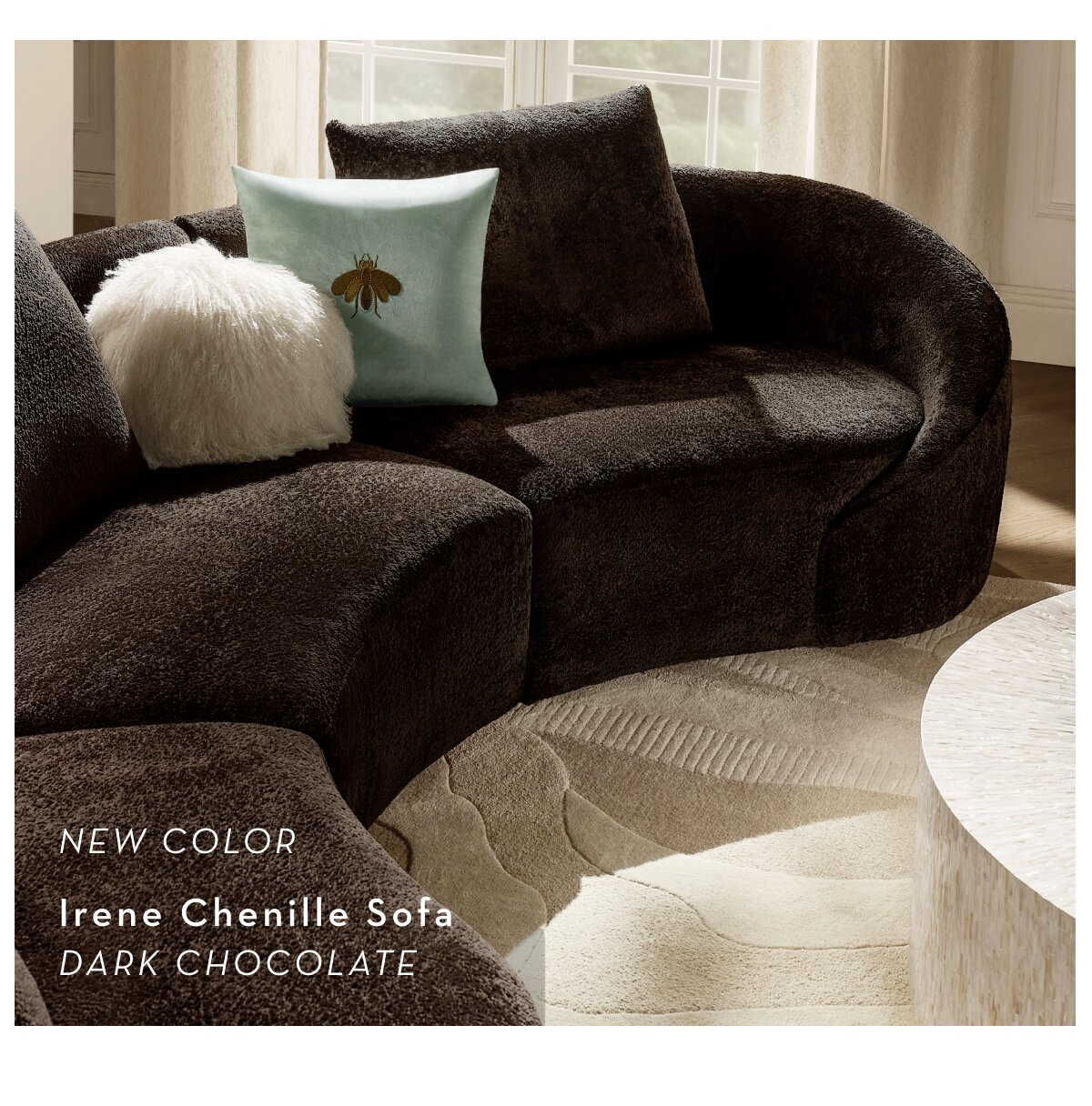 Irene Chenille Sofa Dark Chocolate