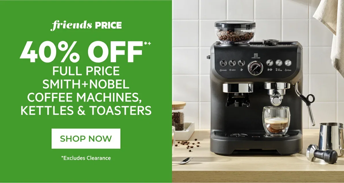 40% off full price smith+nobel coffee machines, kettles & toasters