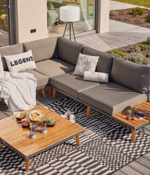 MERXX Gartenlounge-Set, Aluminiumgestell mit Akazienholz in grau/braun.