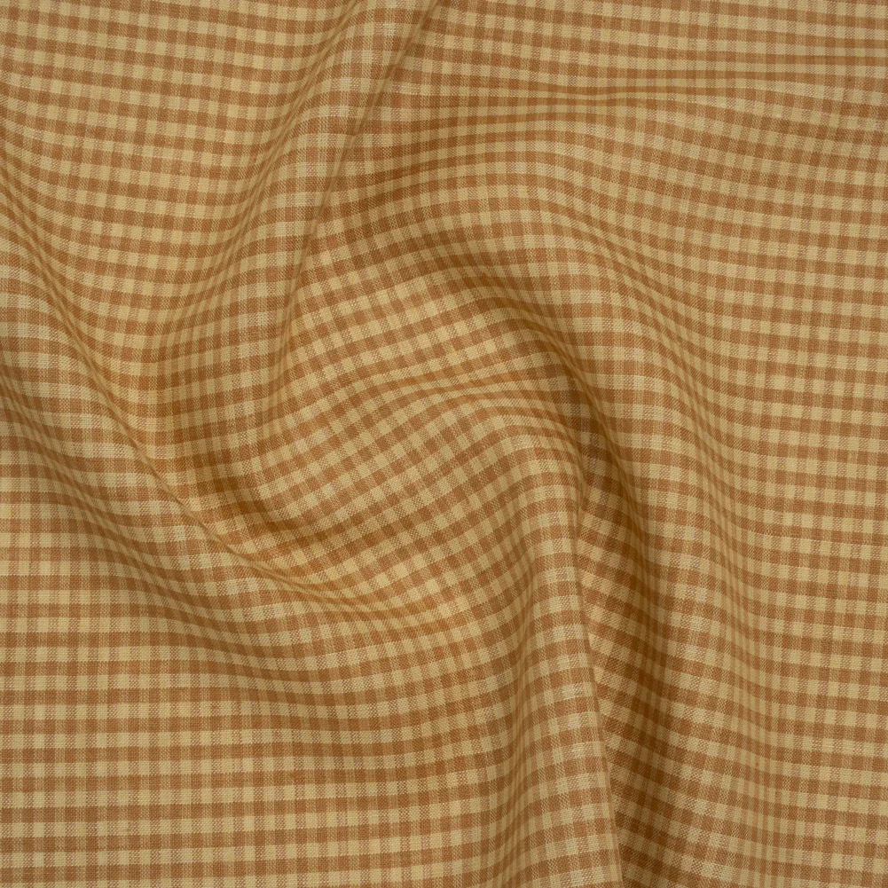 Image of Medium Weight Linen Woven - Yellow Ochre and Banana Gingham Check