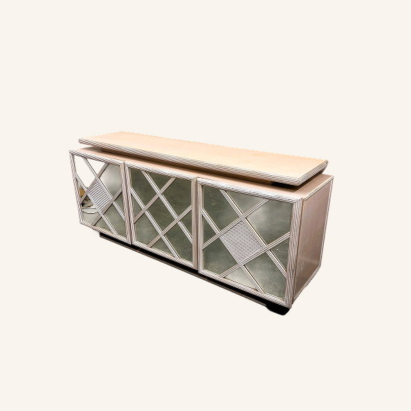Mirrored Geometric Sideboard by Roche Bobois, 1980s 