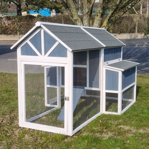 Poulailler Deluxe bleu toit shingle gris jusqu’à 12 poules