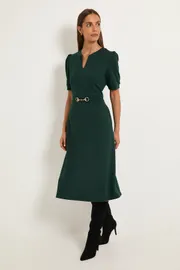 Ponte Snaffle Trim Midi Dress