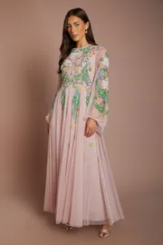 Long Sleeve Embellished Maxi Dress